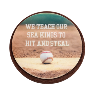 Sample Classy AF cookies saying "we teach our players to hit and steal" showing a baseball sitting on a baseline
